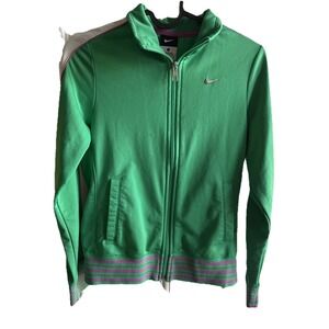 Vtg 80s NIKE Full Zip Hooded Windbreaker Jacket Youth Girls LG Green Purple